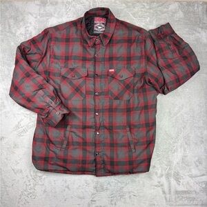 Dixxon Flannel Co Jacket Mens 3XL Forge Quilt Lined Snap Zip Shacket Red Gray